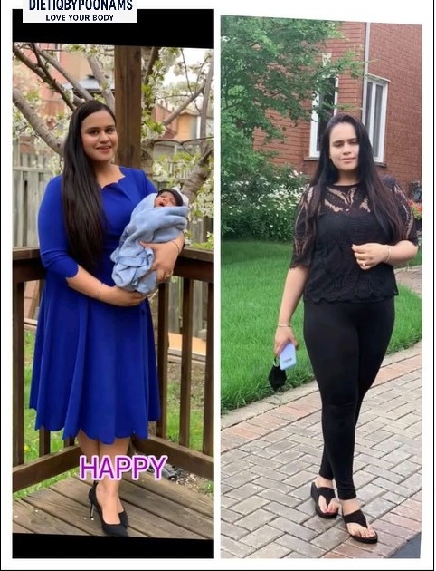 Before and after transformation photos of Happy — Post-pregnancy recovery